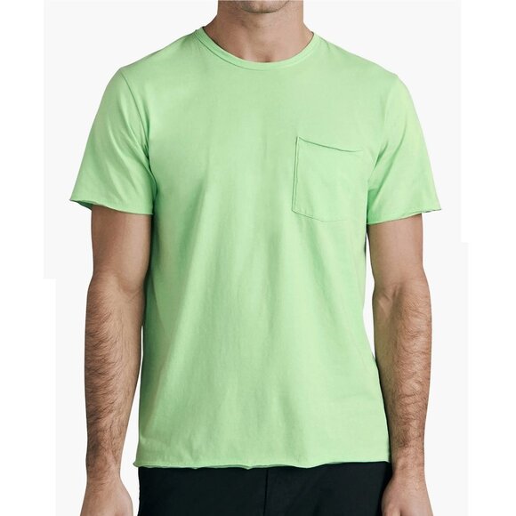 rag & bone Men's SS Miles Crew Tee Principal Jersey Raw Edge Cotton Shirt Green